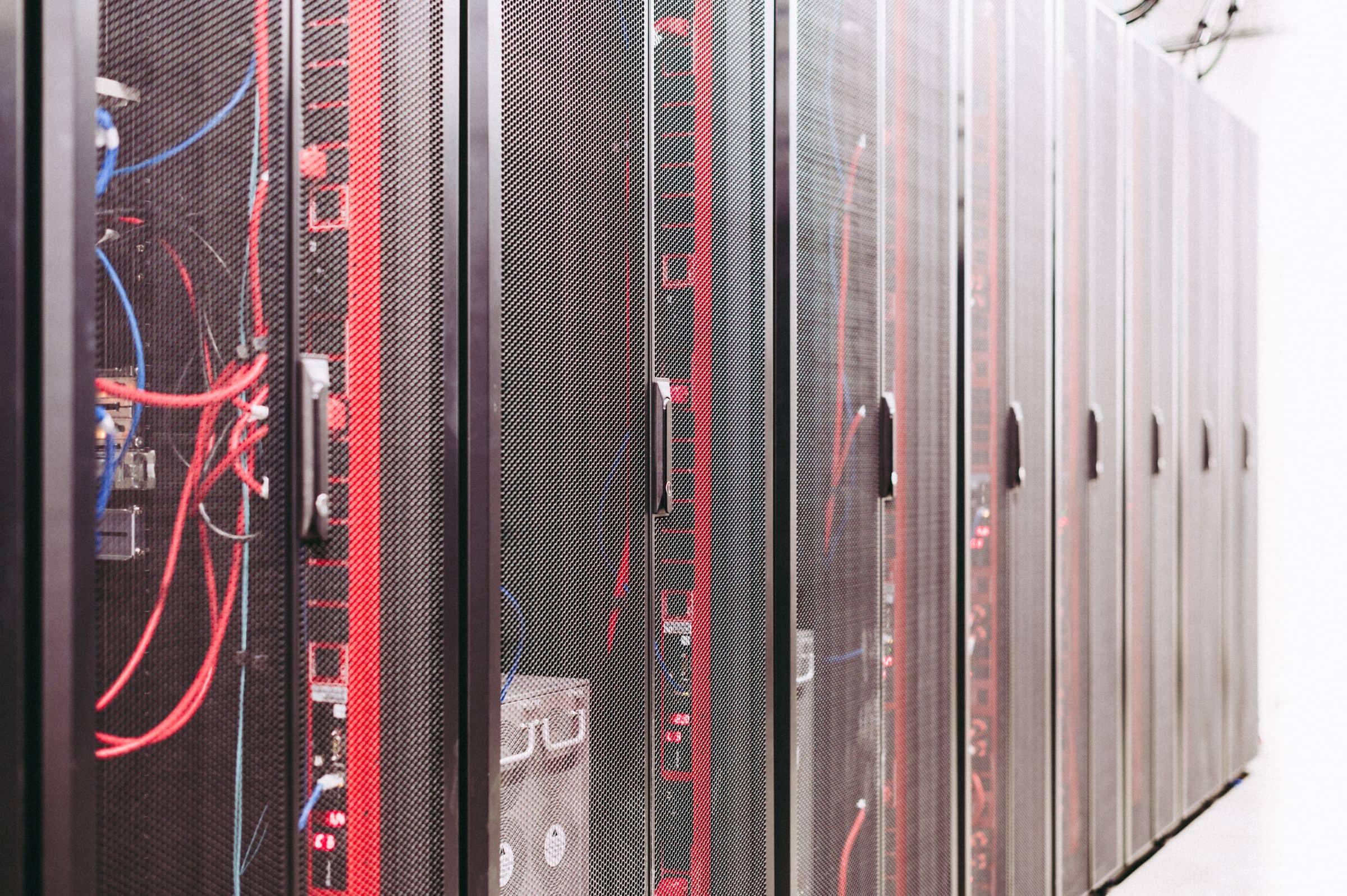 Data center server hall with hot-cold aisle containment