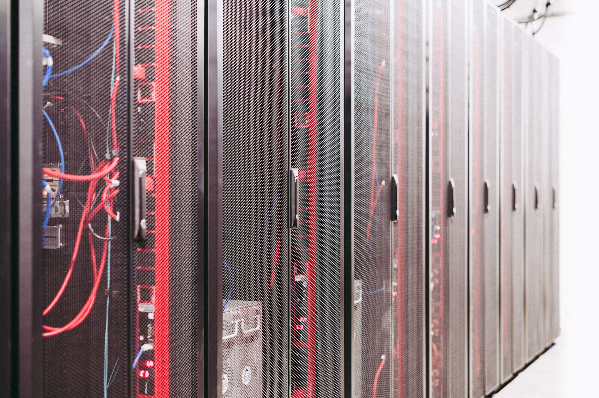 Data center server hall with hot-cold aisle containment