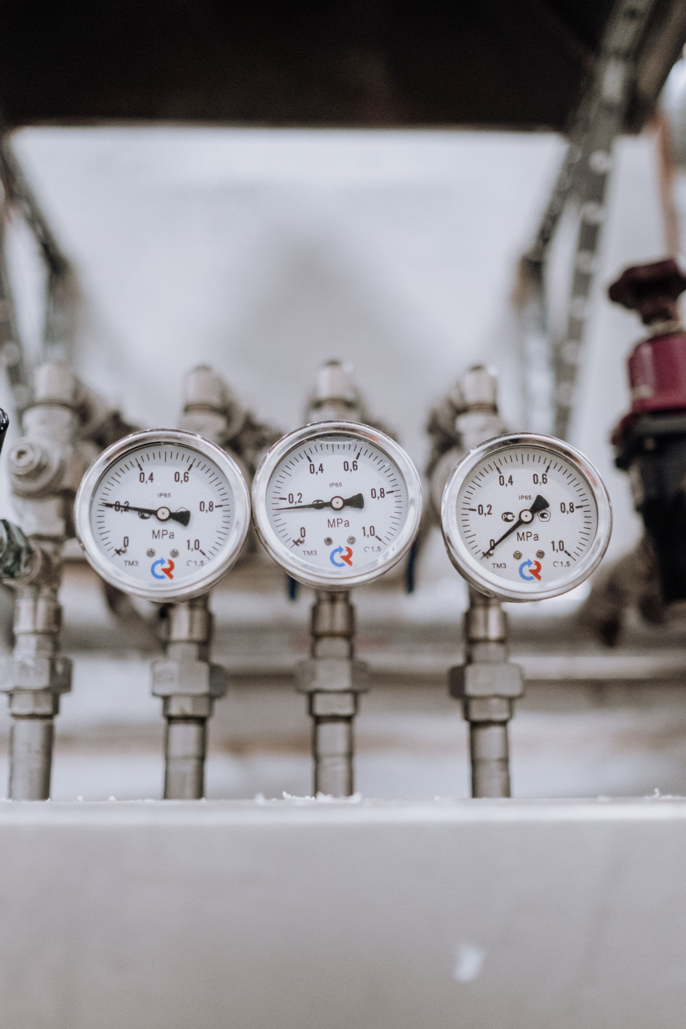 Close-up of a test instrument clipped to ductwork